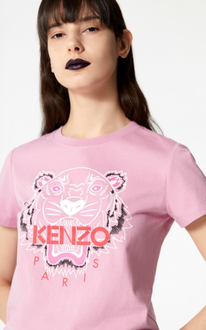 Kenzo Women Bleached Tiger ' T-shirt Rose
